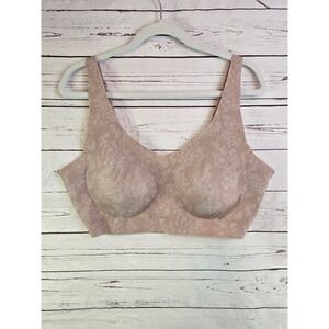 Bali Comfort Revolution Wirefree Bra 2X Beige Floral Full Coverage ComfortFlex